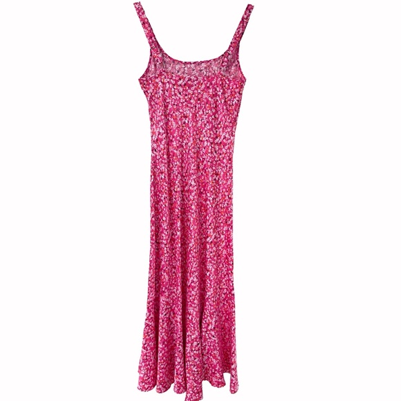 Dynamite Satin Pink White Purple Floral Print Slip Dress Midi SMALL - Picture 6 of 8